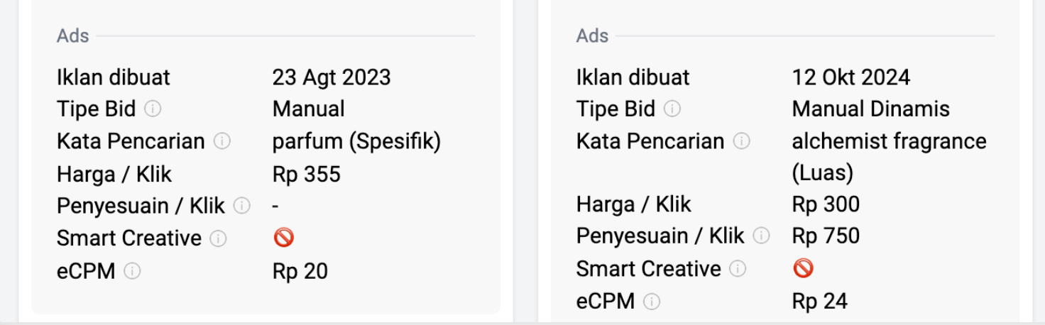 Analisa kaca kunci iklan kompetitor pada marketplace