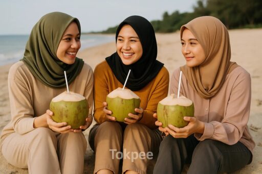 Prompt Gemini AI Wanita Berhijab di Pantai