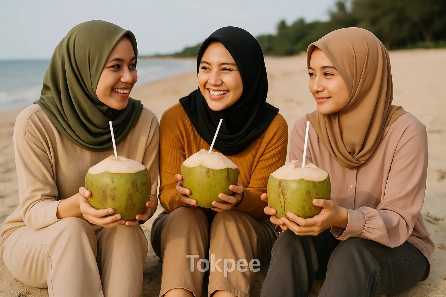 Prompt Gemini AI Wanita Berhijab di Pantai